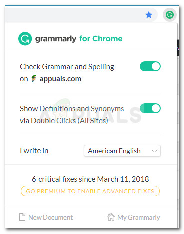 Grammarly Chrome extension