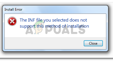 The INF file you selected does not support this method of installation.