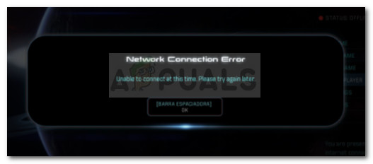 Network Connection Error. Unable to connect at this time. Please Try again later