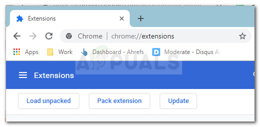 Extension page Chrome address