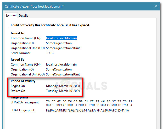 Expired SSL certificate