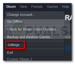 Go to Steam and click on Settings