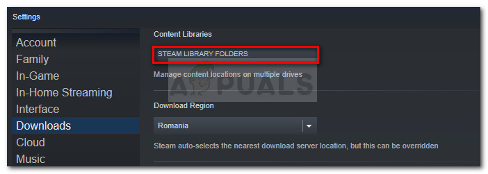 Go to Downloads and click on Steam Library Folders