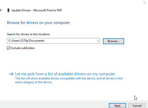 Changing the driver location folder