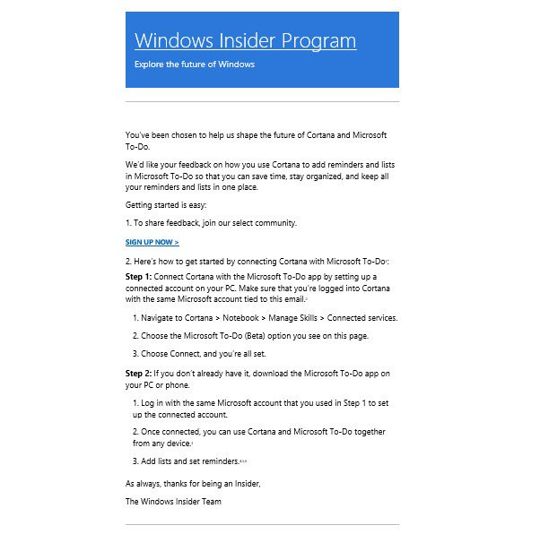 Invitation for Chosen Windows Insiders for a Trial Run (Neowin)