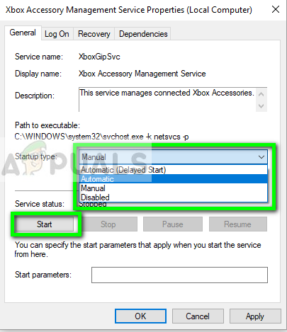 Changing service settings