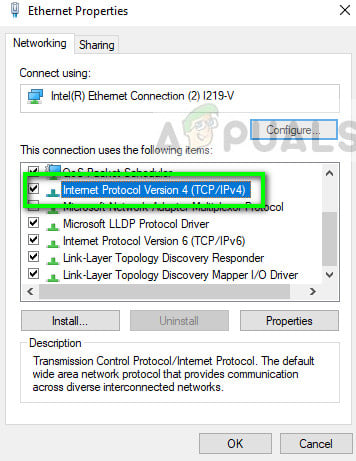Properties of IPv4 - Adapter properties on Windows 10