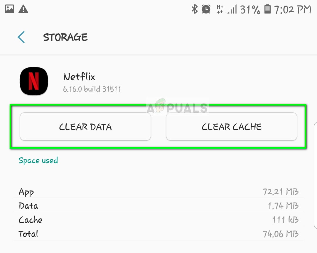 Clearing data and cache - Netflix application