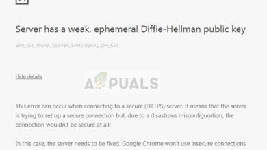 Server has a weak ephemeral Diffie-Hellman public key
