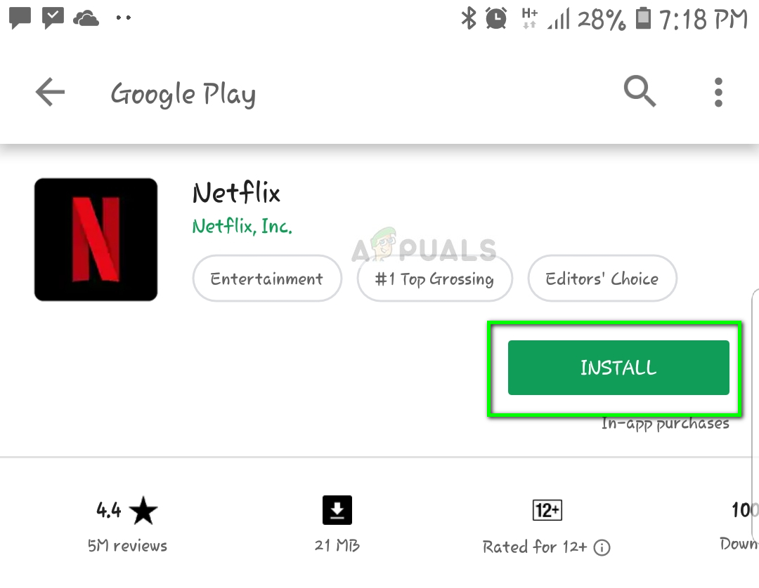 Installing Netflix - Play Store