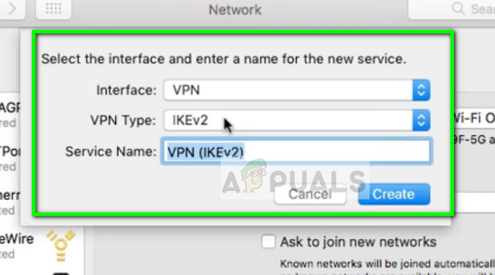 Adding VPN type and name