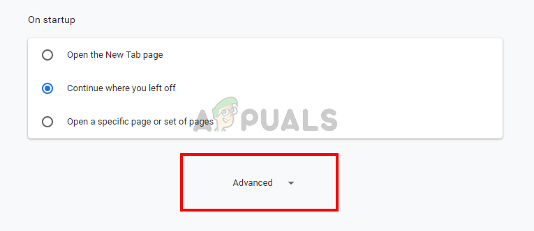 Advanced settings - Chrome