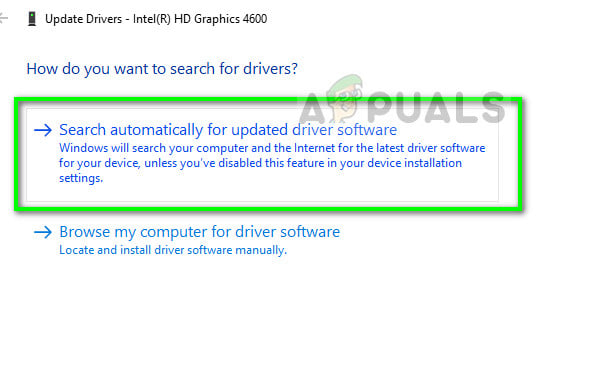 Updating driver automatically - Device manager on Windows 10