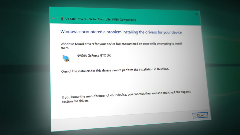 Windows Encountered a Problem Installing Driver Software