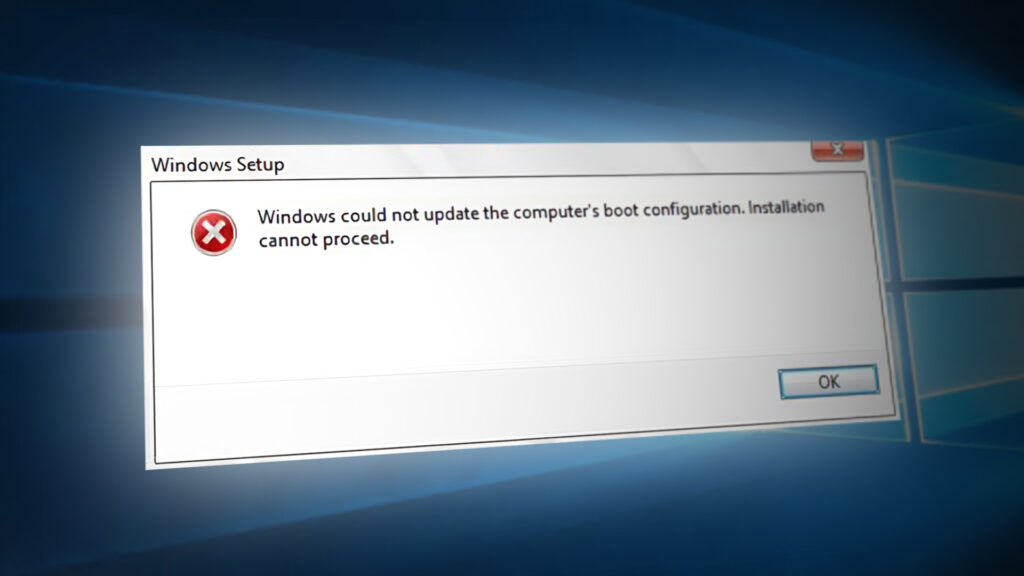Windows could not Update Computer’s Boot Configuration