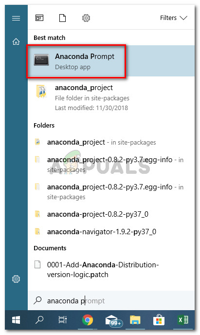 Use the start menu to open Anaconda Prompt