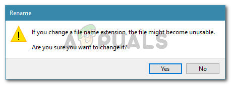 Confirm the change of the extension type