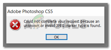 Could not complete your request because an unknown or invalid JPEG market type is found