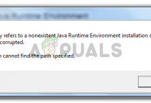The registry refers to a nonexistent Java Runtime Environment installation or the runtime is corrupted. The system cannot find the path specified
