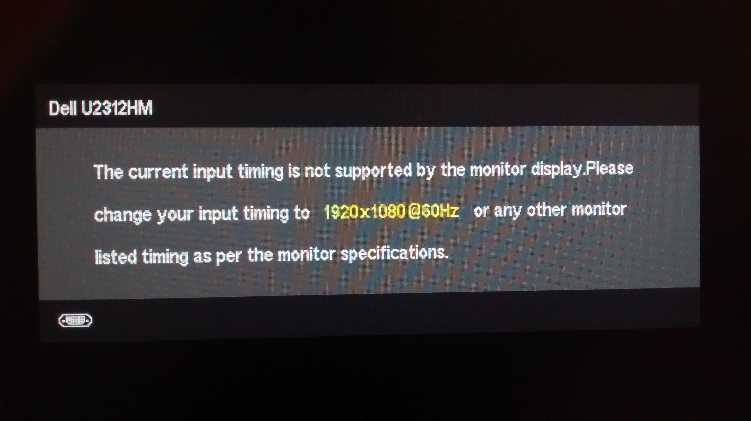 The current input timing is not supported by the monitor display