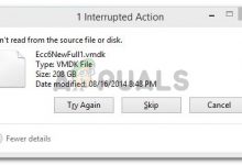 Interupted Action: Can't read from the source file or disk.