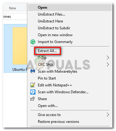 Extracting the .zip file to the new location