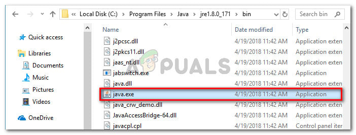Navigate to the location of java.exe