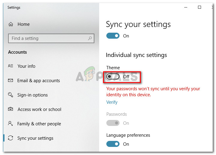 Disabling Theme Syncing on Windows 10