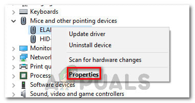 Right-click on Mouse Bluetooth driver and choose Properties