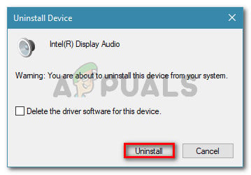 Confirming the uninstall of the sound driver