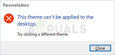 This Theme cannot be Applied to the Desktop 