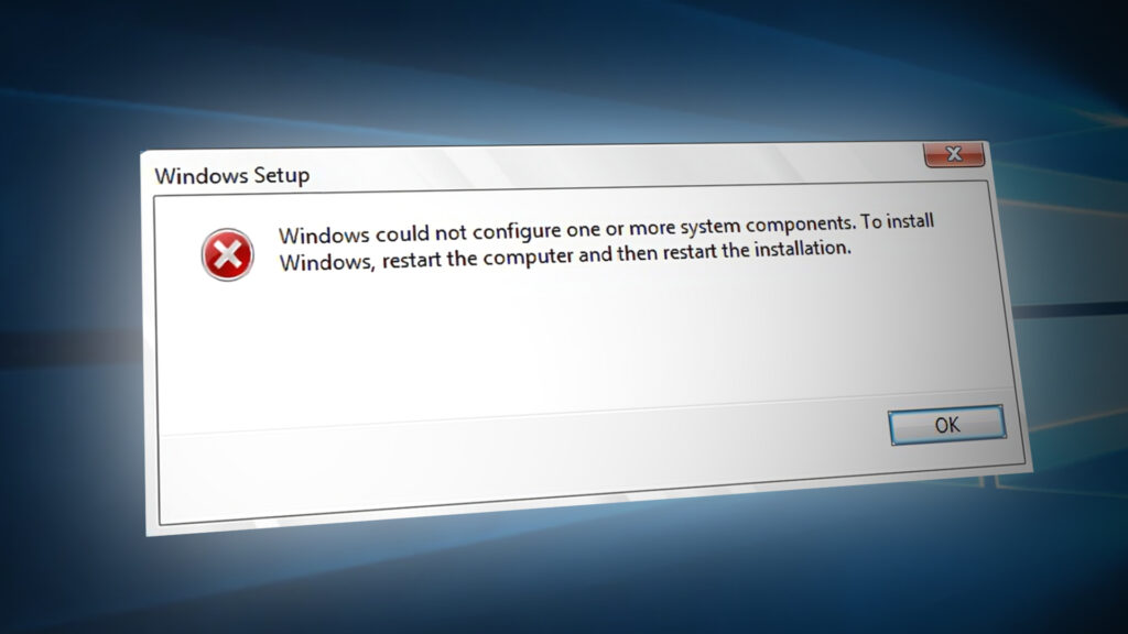 Windows could not Configure System Components