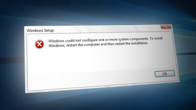 Windows could not Configure System Components