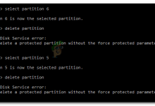 Virtual Disk Service error: Cannot delete a protected partition without the force protected parameter set