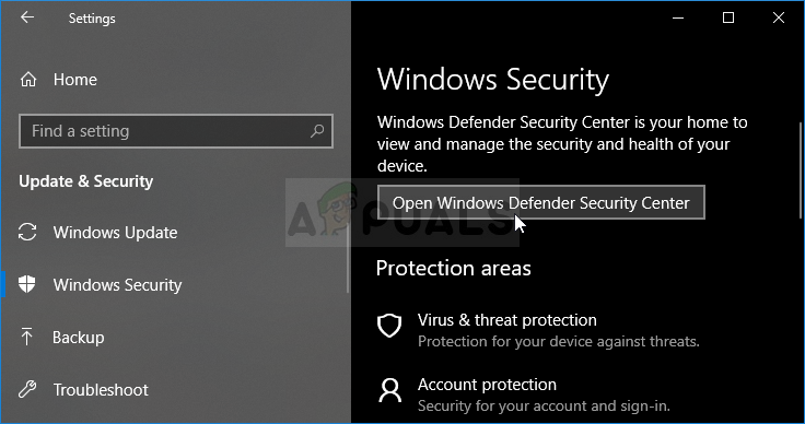 Öffnen Sie Windows Defender