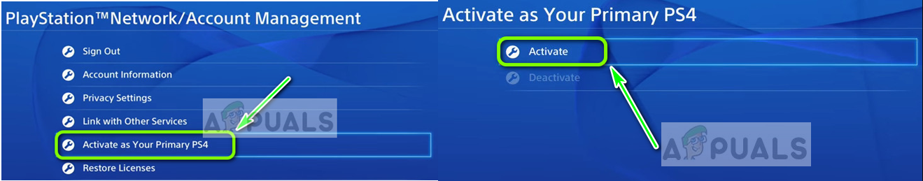 ps4 set account as primary