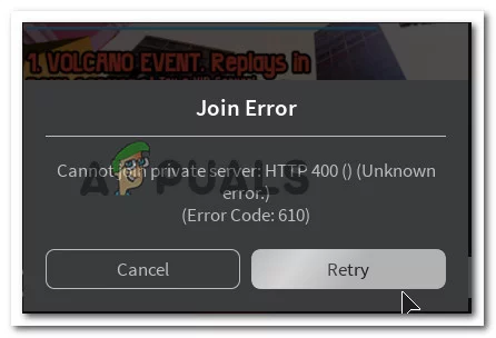 código de erro 610 roblox