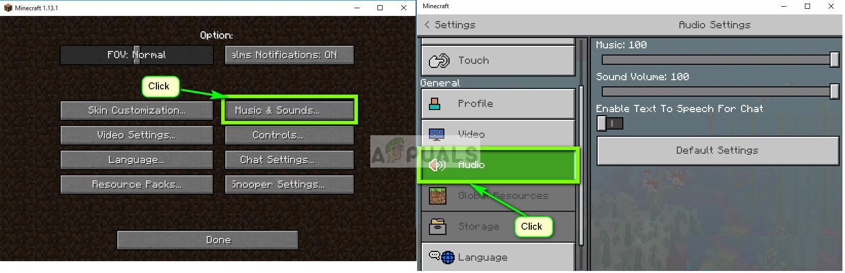 minecraft sound effects detector setting