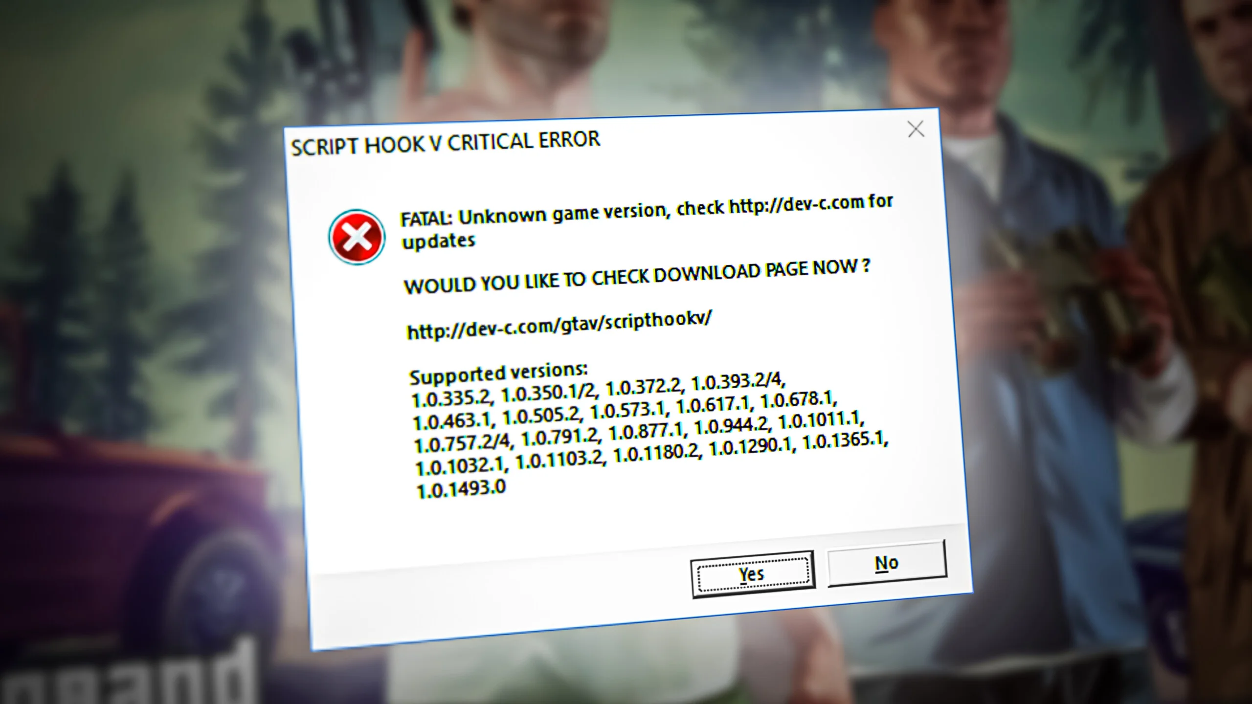 Script Hook V Critical Error