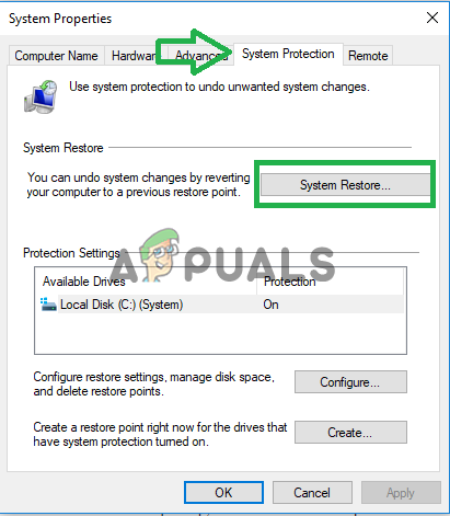 Selecting System Restore