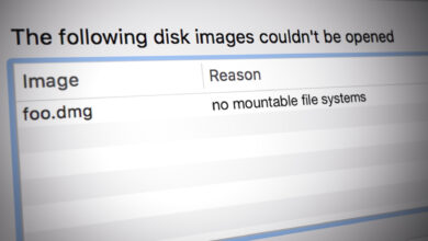 Disk images couldn't be opened 'No Mountable File Systems