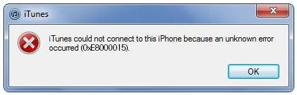 iTunes Error 0xe8000015