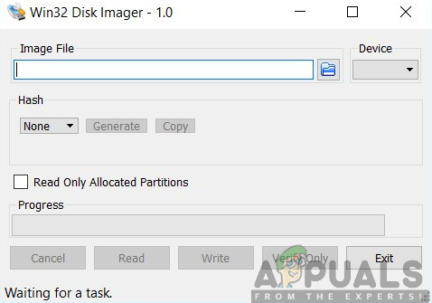 Launching Win32 Disk Imager