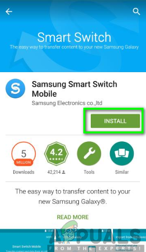 Installing the Samsung Smart Switch mobile app