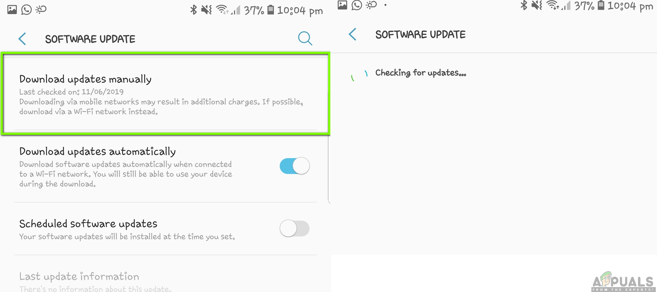 Downloading updates Manually - Android Settings