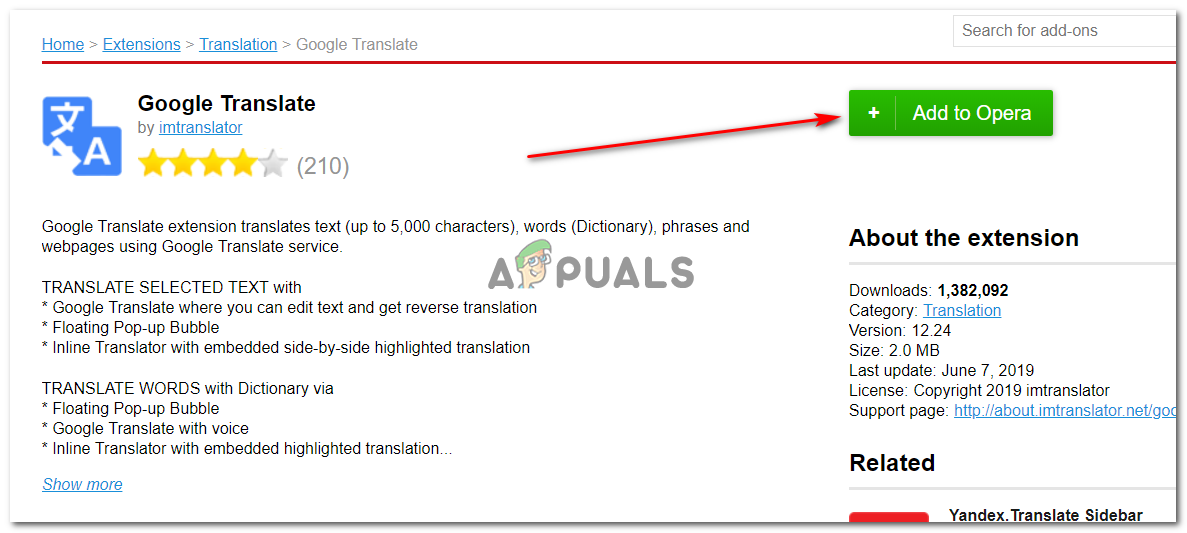 how to translate on opera browser