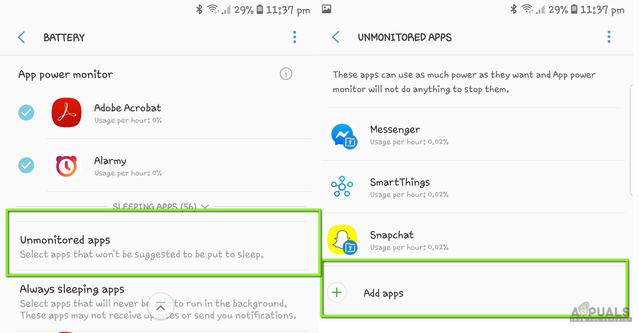 Adding Unmonitored Application in Android