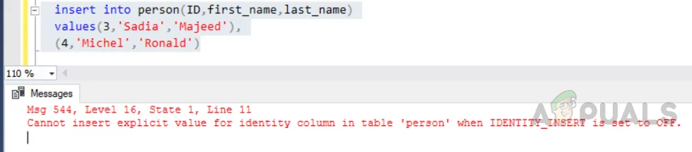 How To Fix 'Can'T Insert Explicit Value For Identity Column In Table' -  Appuals.Com