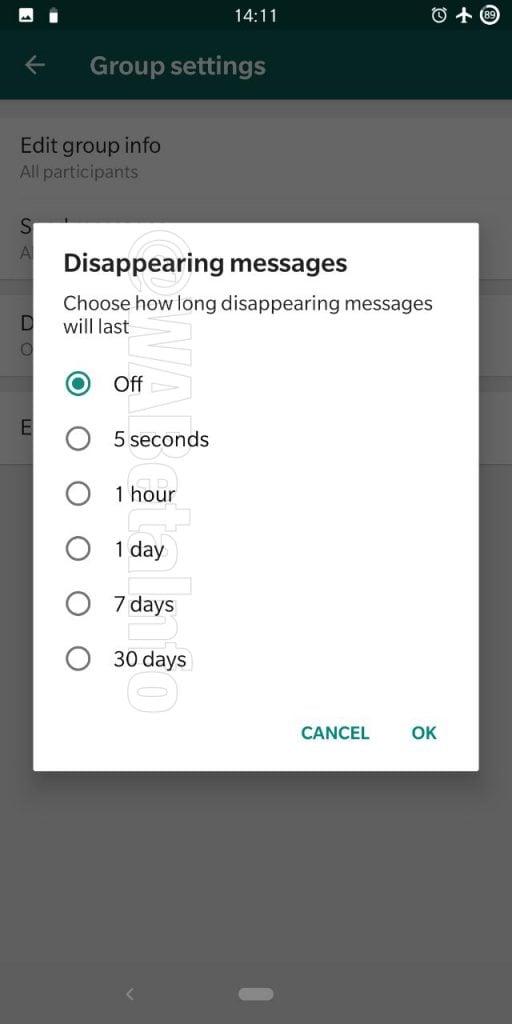 WhatsApp Disappearing Messages