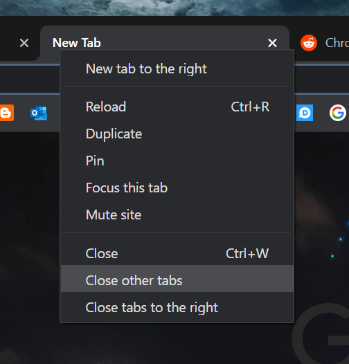 Enable Close other tabs option chrome